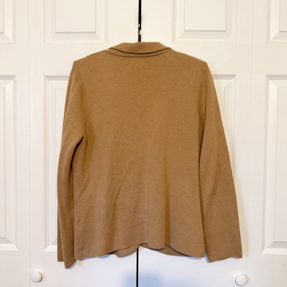 J. Crew Schoolboy Knit Sweater Blazer Large One Button Closure Tan Cotton - Picture 6 of 6